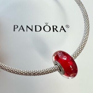 Pandora Red Effervescence Clear CZ Murano Charm